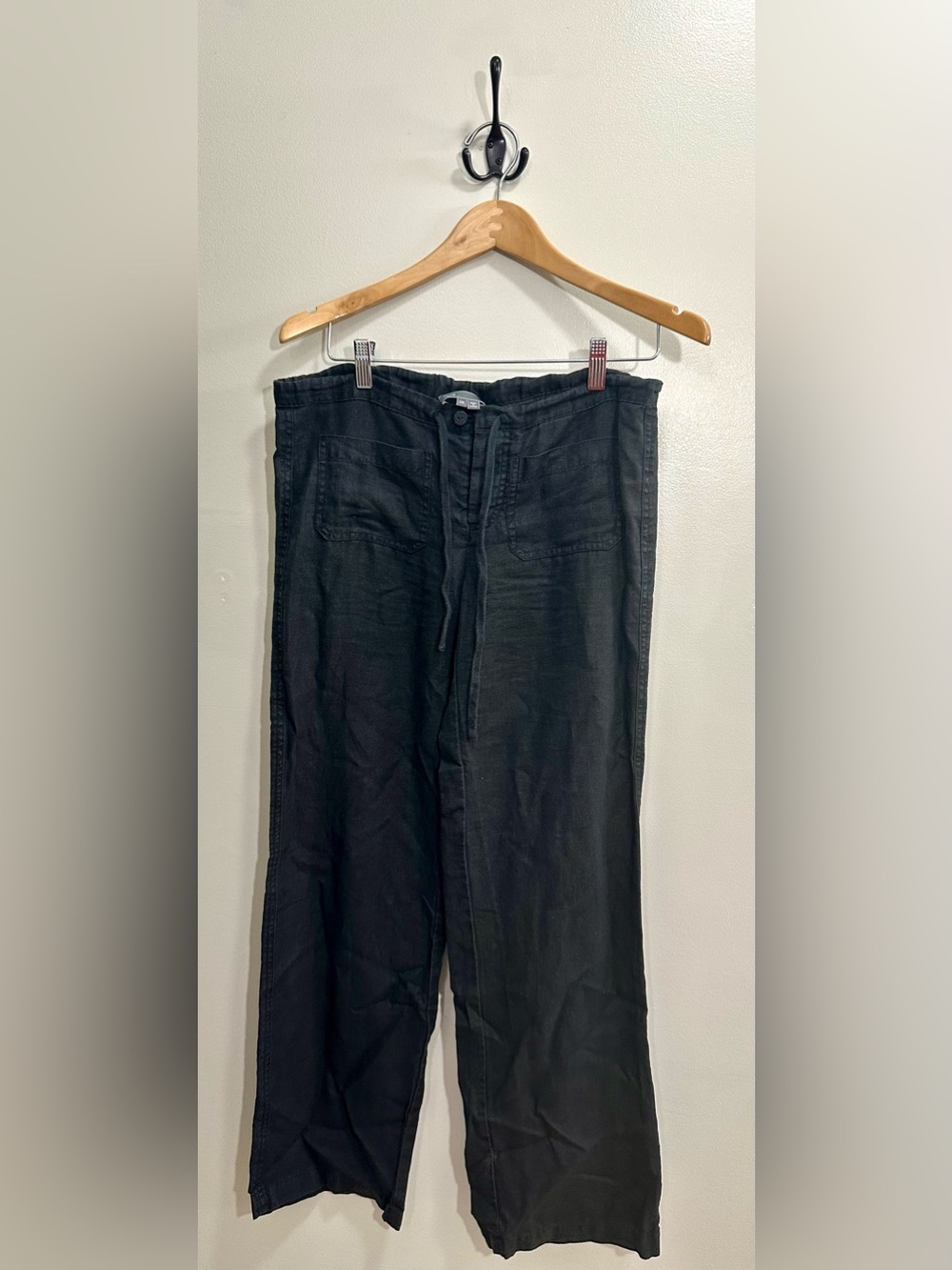 Vince Black Linen Drawstring Pants XS